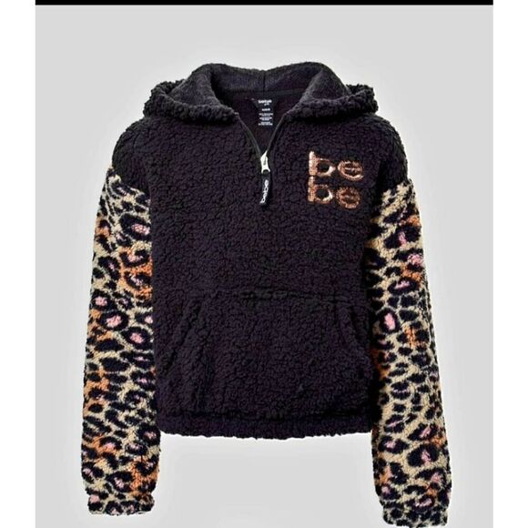 NWT BEBE GIRLS SHERPA HOODIE - Picture 1 of 4